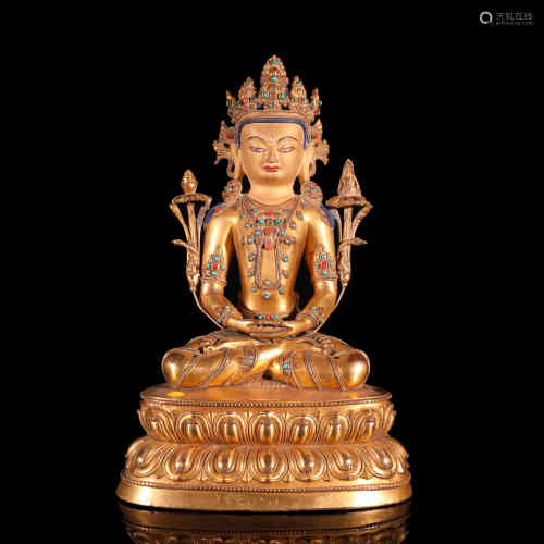 A Chinese Gilt Bronze Longevity Buddha