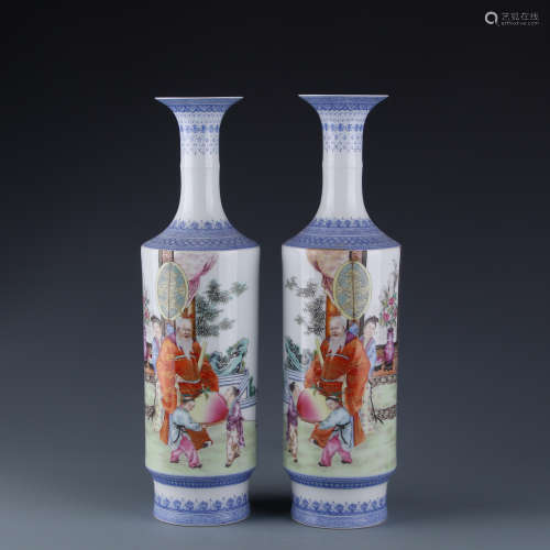 A Pair of Chinese Enamel painted Porcelain Vases