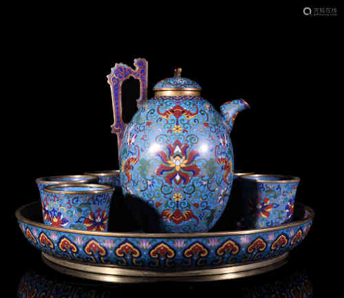 A Set of Chinese Cloisonne Tea Set
