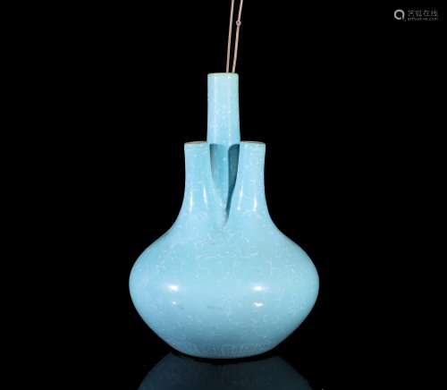 A Chinese Blue Glazed Five-mouth Porcelain Vase
