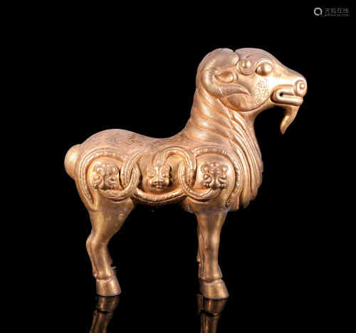A Chinese Bronze Decoration of Goat Shape
