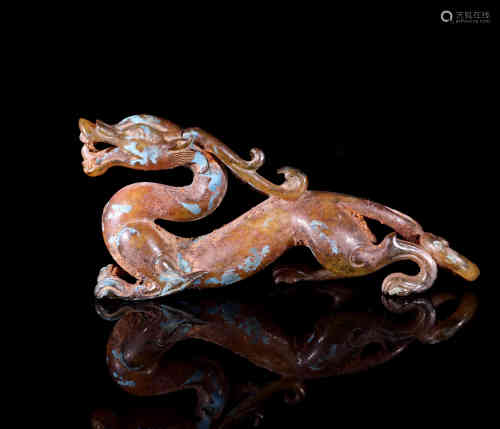 A Chinese Carved Jade Decoration of Dragon Shape