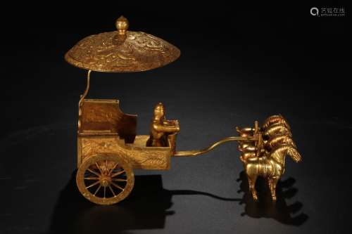 A Set of Chinese Gilt Bronze Carriage Decoration