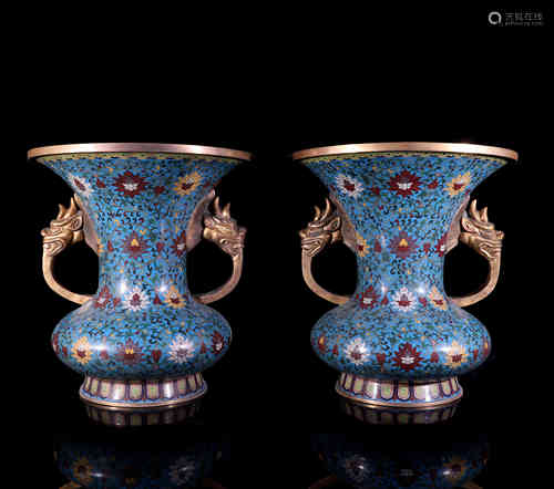 A Pair of Chinese Cloisonné Vases