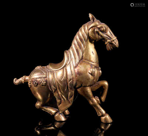 A Chinese Gilt Bronze Decoration of Horse