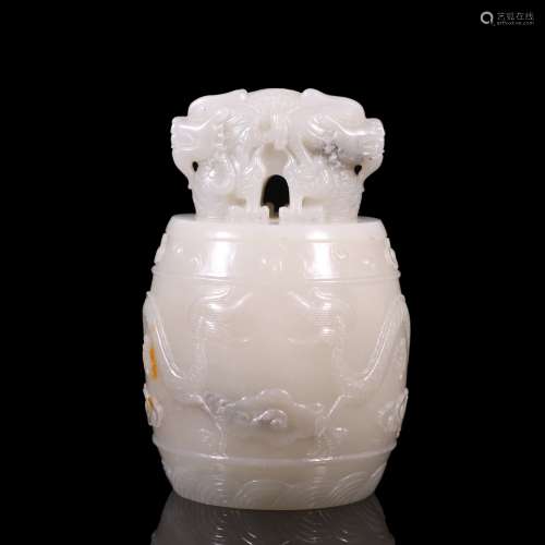 A Chinese Carved Jade Chime of Dragon Decoration