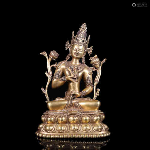 A Chinese Gilt Bronze Buddha of Vajrasattva