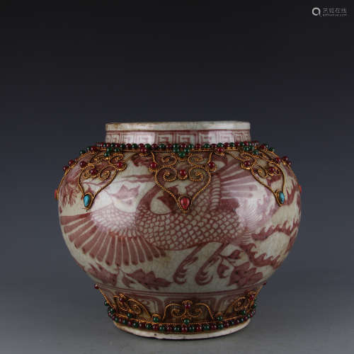 A Chinese Iron-Red Glazed Porcelain Jar