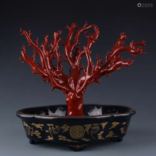 A Chinese Bionic Glazed Porcelain Decoration