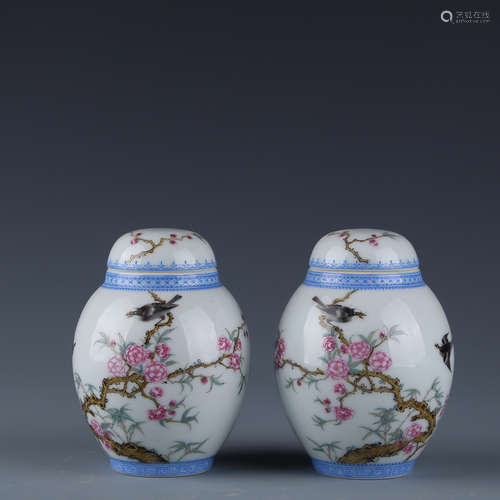 A Pair of Chinese Enamel Glazed Porcelain Jars