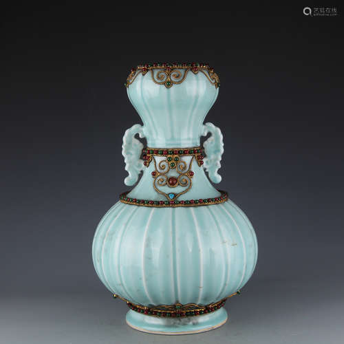 A Chinese Celadon Glazed Porcelain Vase