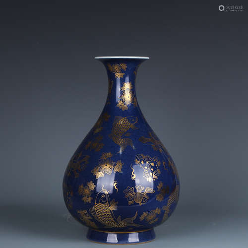 A Chinese Blue Glazed Porcelain Vase