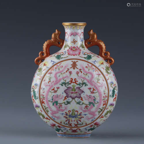 A Chinese Famille-Rose Porcelain Moon Flask