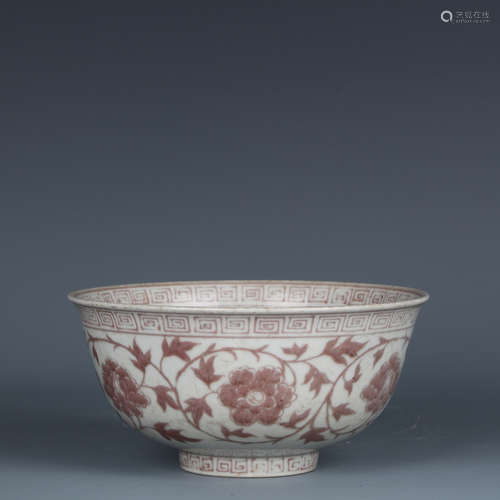 A Chinese Iron-Red Glazed Porcelain Bowl