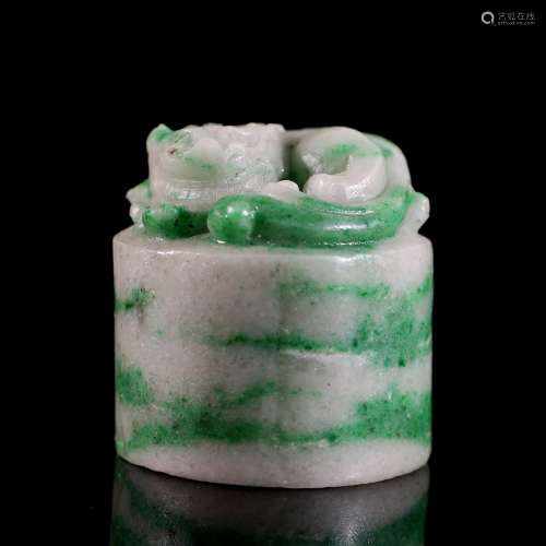 A Chinese Carved Jadeite Seal