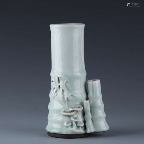 A Chinese Celadon Glazed Porcelain Brush Pot