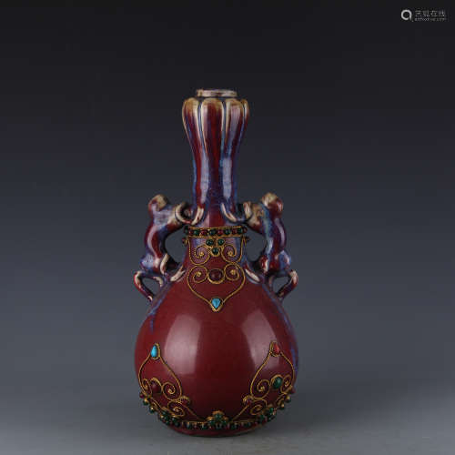 A Chinese Flambe Galzed Porcelain Vase