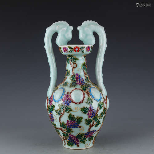 A Chinese Celadon Enamel Glazed Porcelain Vase