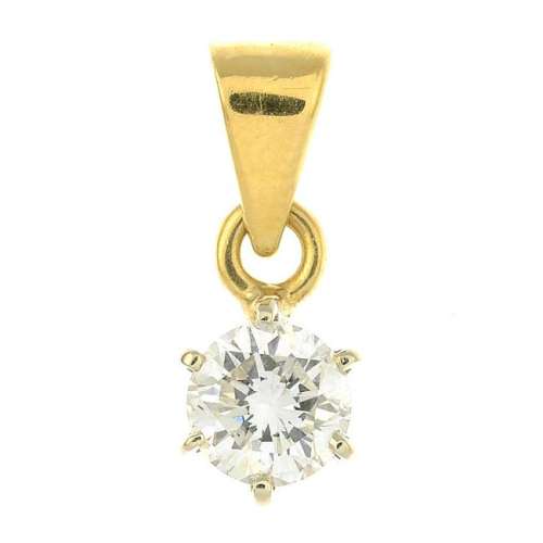 A brilliant-cut diamond single-stone pendant.Estimated