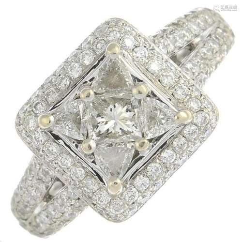 A 15ct gold diamond dress ring.Total diamond weight