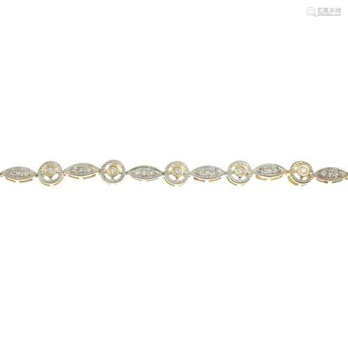 A diamond bracelet.Estimated total diamond weight