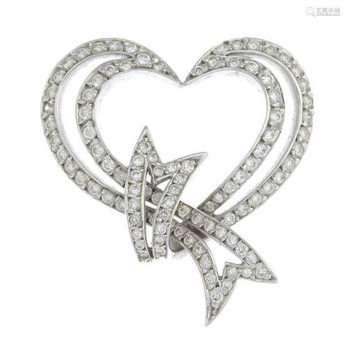 A diamond stylised heart pendant.Total diamond weight