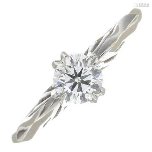 A platinum brilliant-cut diamond single-stone