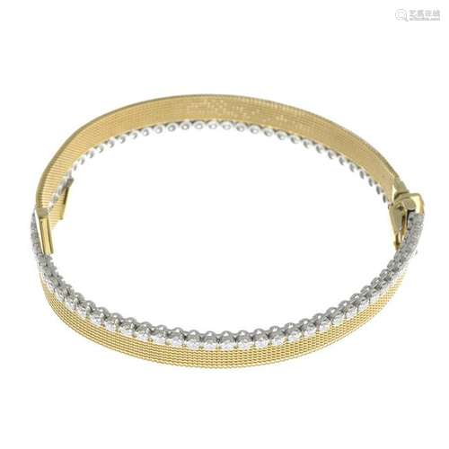 An 18ct gold cubic zirconia bracelet.Italian