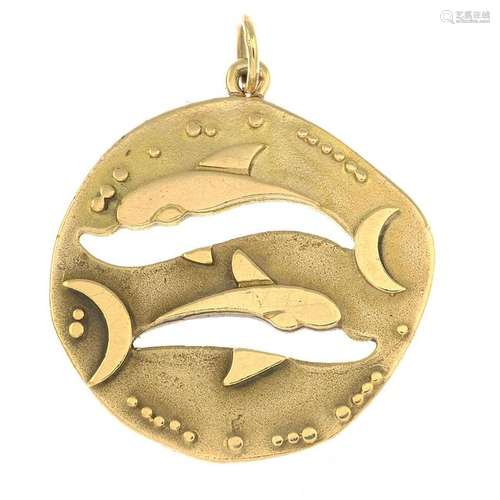 A 9ct gold Dolphin pendant.Hallmarks for London,