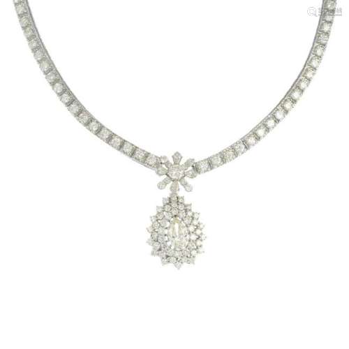 A brilliant-cut diamond necklace, with detachable