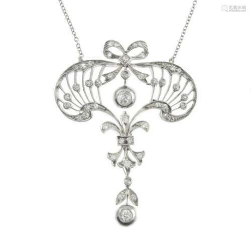 An early 20th century diamond pendant, with later