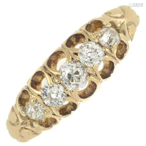 A late Victorian 18ct gold old-cut diamond five-stone