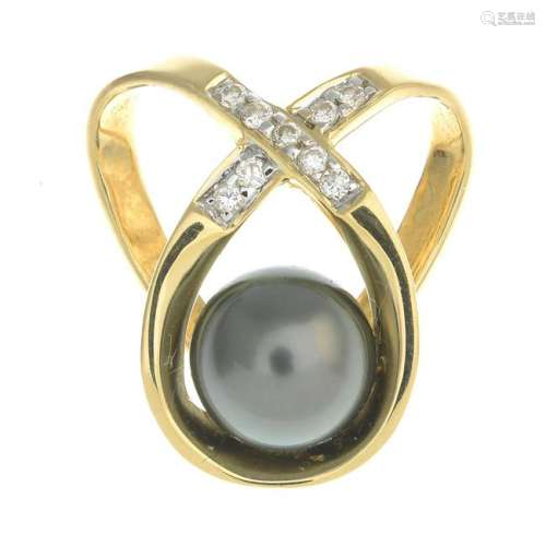 An 18ct gold cultured pearl and diamond