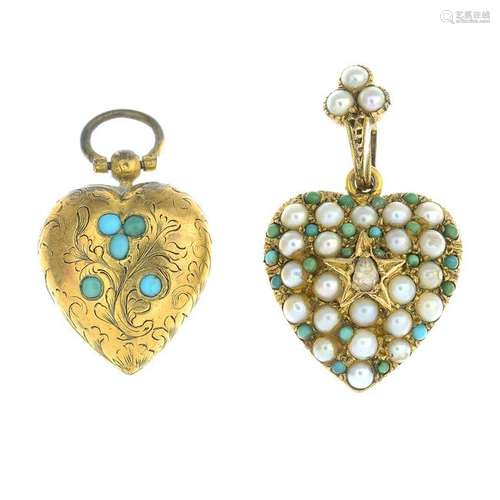 Two late Victorian gold gem-set lockets.Gems to include