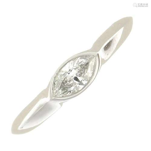 A platinum marquise-shape diamond single-stone