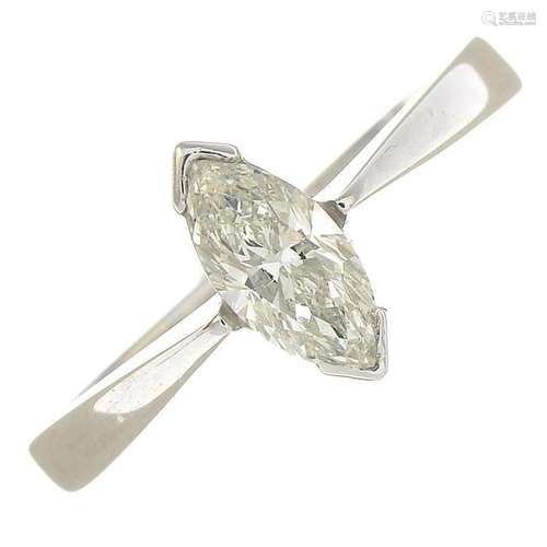 An 18ct gold marquise-shape diamond single-stone