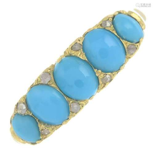 An Edwardian 18ct gold turquoise five-stone ring, with