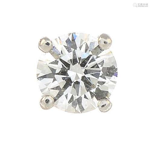 A platinum brilliant-cut diamond single earring, by