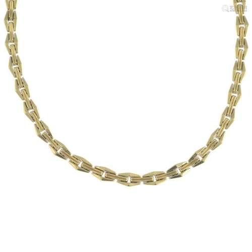 An 18ct gold bi-colour necklace, with diamond accent