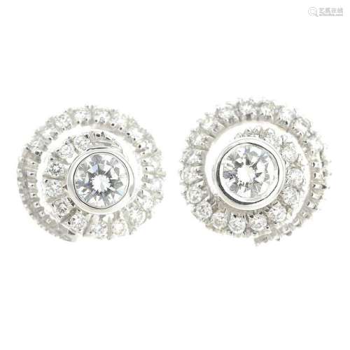 A pair of 18ct gold brilliant-cut diamond earrings, by