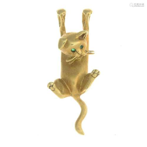 A kitten pendant, with emerald eyes, by Jack