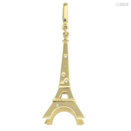 A Eiffel Tower charm, with diamond highlights, by Louis