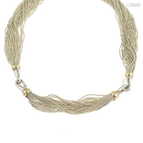 A silver 'torsade' necklace and bracelet, by Tiffany &