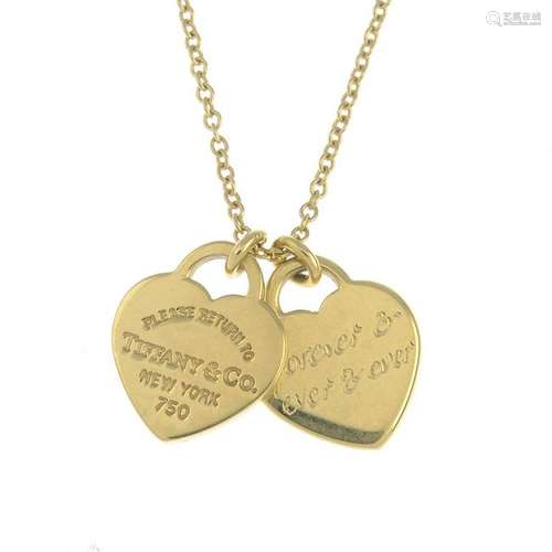 An 18ct gold 'return to Tiffany' mini double heart tag