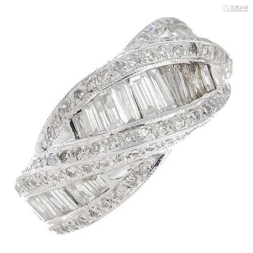 A vari-cut diamond dress ring.One single-cut diamond