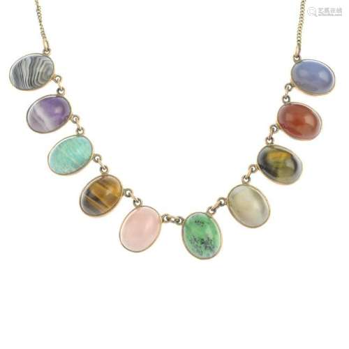 A multi-gem necklace.Gemstones to include Agate,