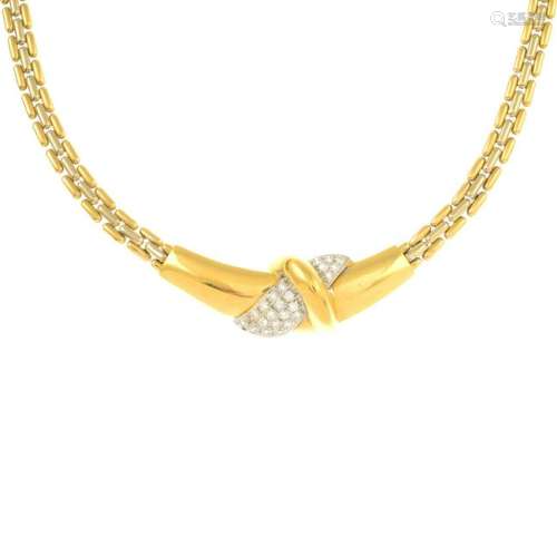 A cubic zirconia necklace.Stamped 750. Italian