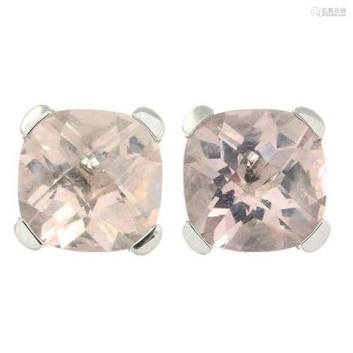 A pair of 18ct gold morganite single-stone stud