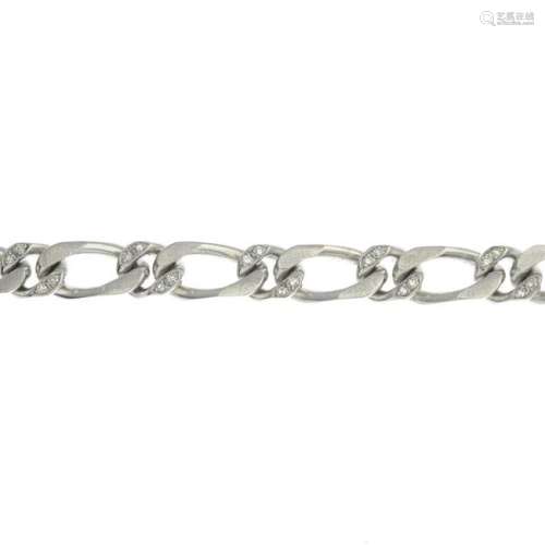 A 14ct gold diamond bracelet.Estimated total diamond