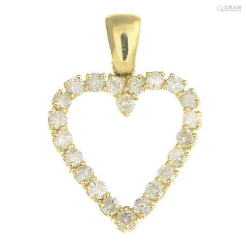 An 18ct gold diamond openwork heart pendant.Estimated